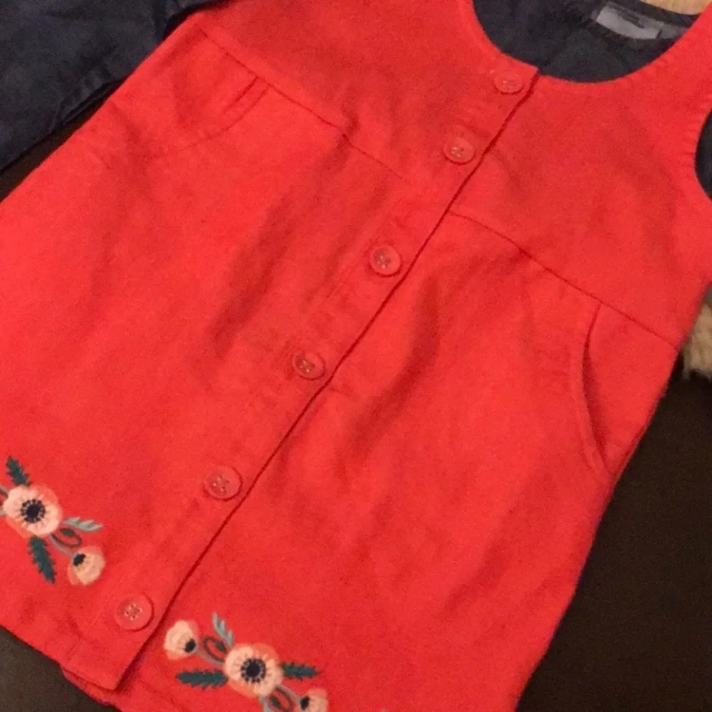 Oshkosh Red floral dress and blue top  2piece girls dress and blouse size 5 NWT🌹